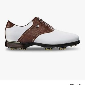 Men’s FootJoy Icon Black Golf Shoes. White/Chestnut with Lizard Detail. Size 10.